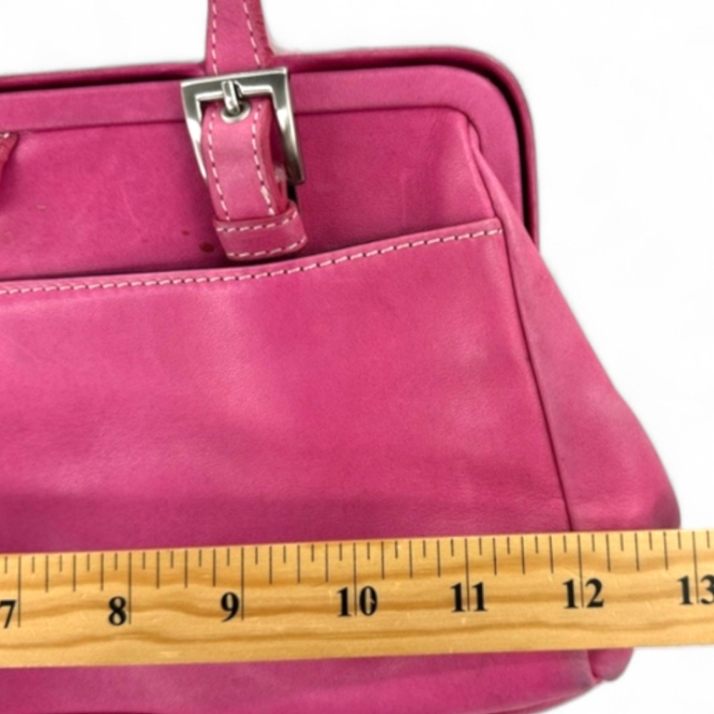 👛 Vintage Tignanello Gorgeous Pink Leather Shoulder Bag. Structured Design - Picture 6 of 11